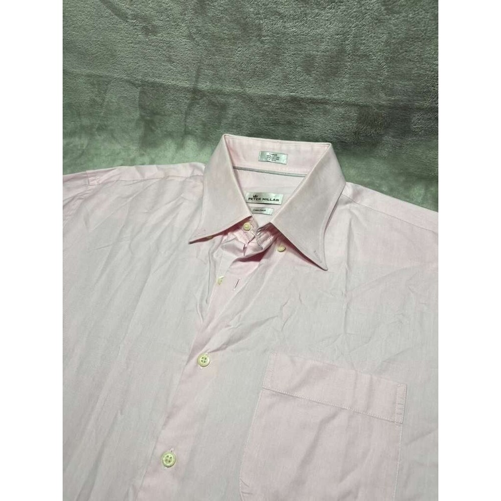 Peter Millar Button Down Shirt Men Large Pink Crown Finish Long Sleeve